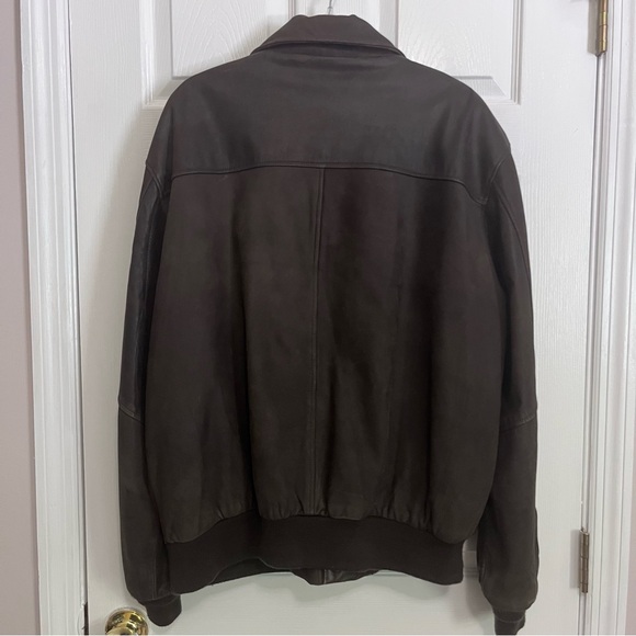 Vintage Hunt Club Leather Jacket Size 46T Brown Soft Leather Full Zip Pockets - Picture 3 of 10